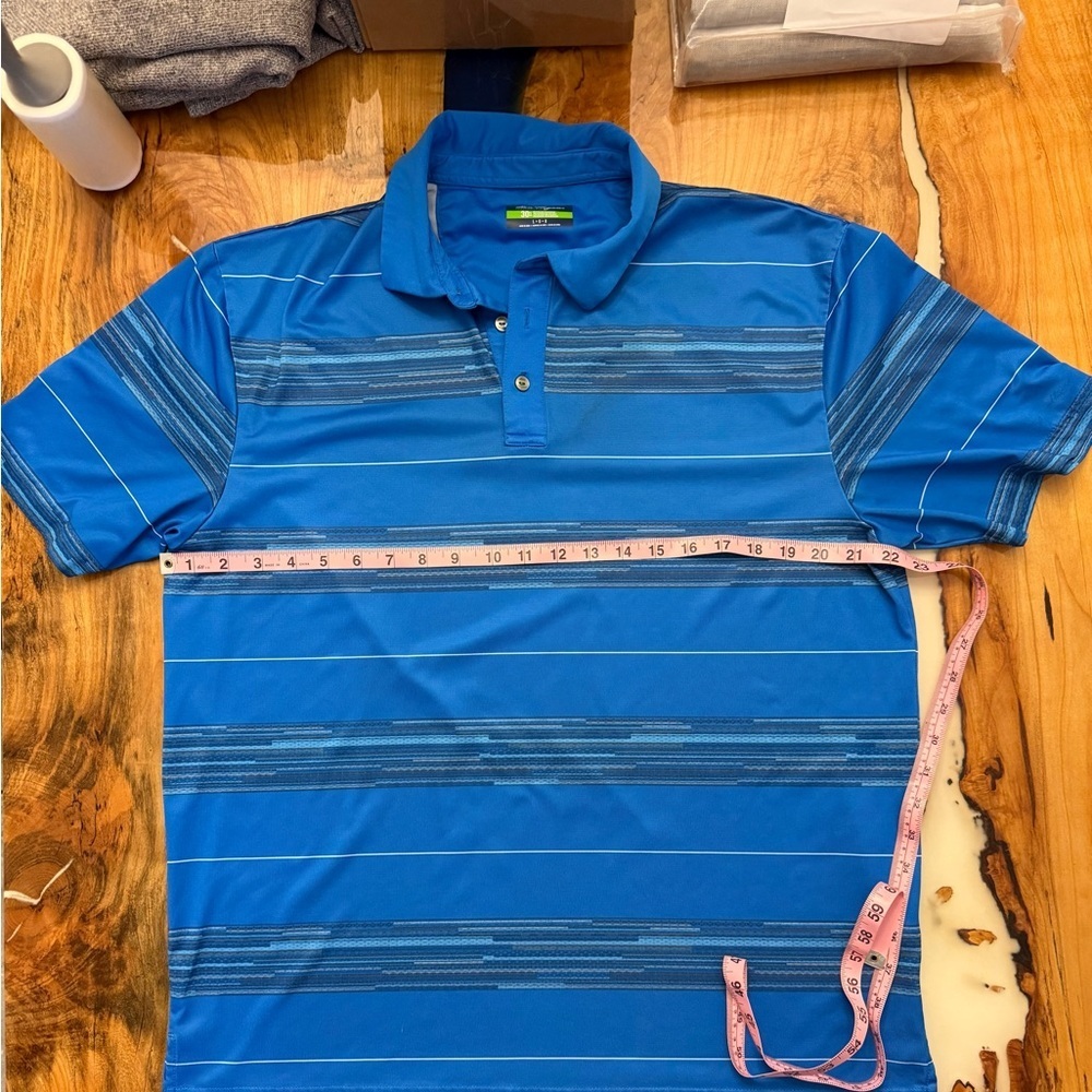 Ben Hogan Performance Golf Polo Shirt Blue Striped Moisture Wicking Men’s Large - Picture 3 of 6